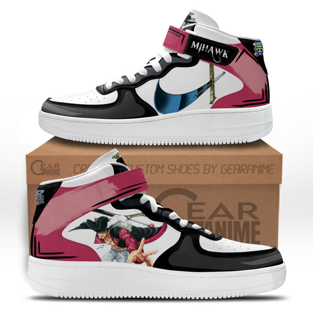Dracule Mihawk Custom Anime Mid-Top Leather Sneakers