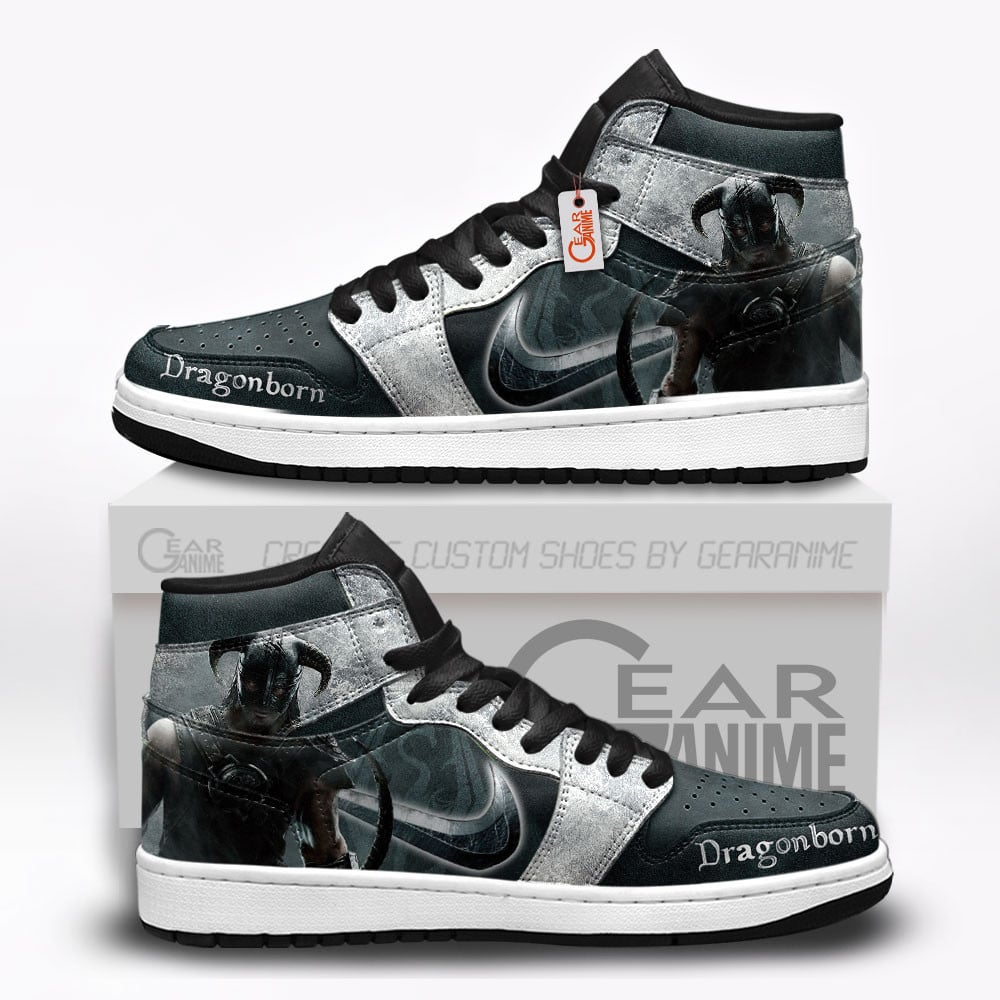 Dragonborn Custom Gaming High-Top Leather Sneakers Elder Scrolls Custom Shoes