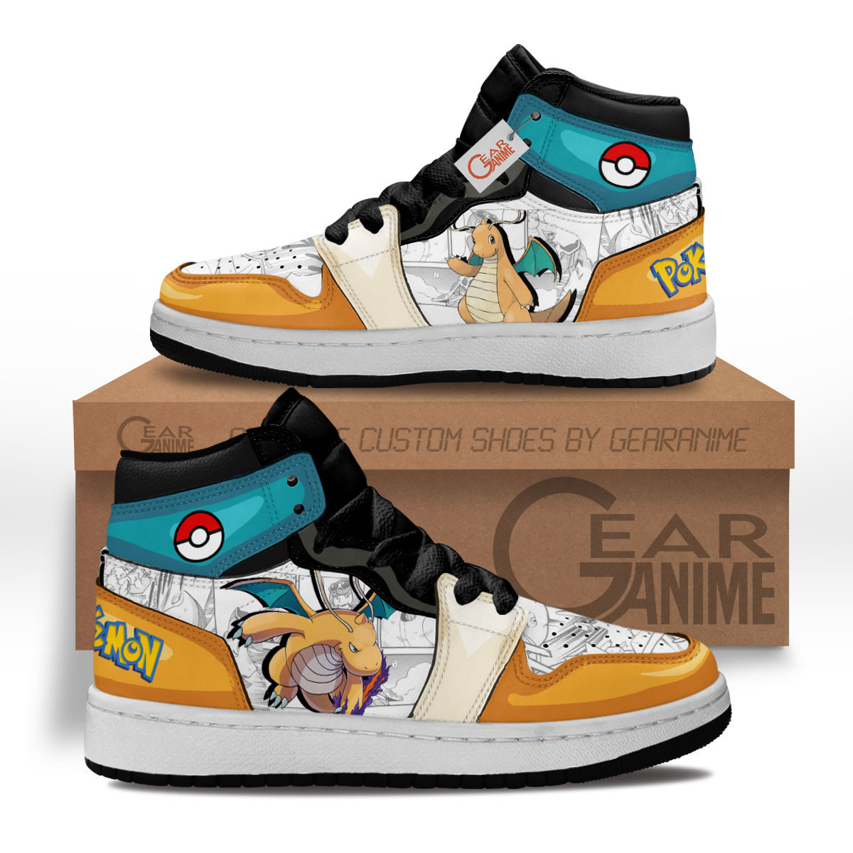 Dragonite Custom Anime Kids High-Top Leather Sneakers