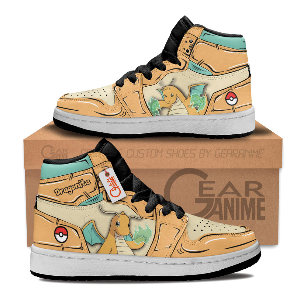 Dragonite Custom Anime Kids High-Top Leather Sneakers Personalized