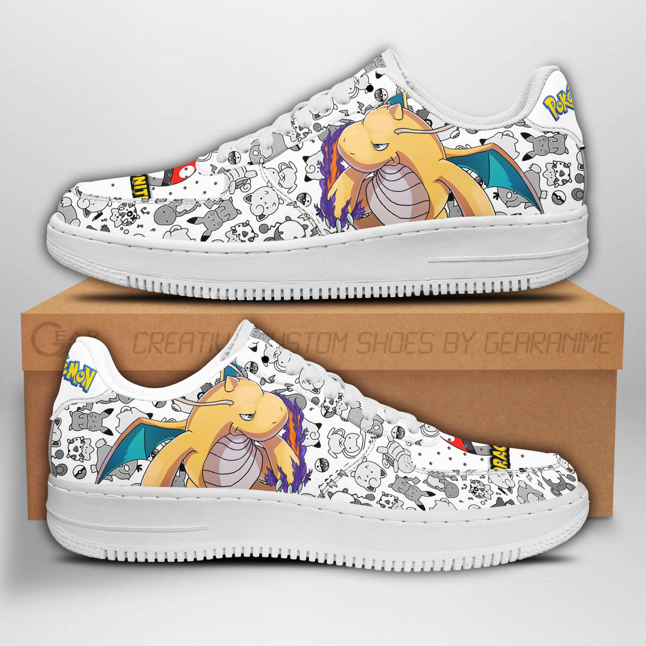 Dragonite Custom Anime Low-Top Leather Sneakers
