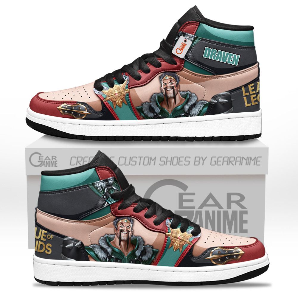 Draven Custom Gaming High-Top Leather Sneakers LOL Custom Name