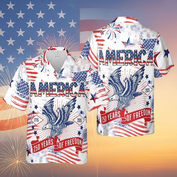 Eagle America 250 Years Of Freedom Hawaiian Shirt 1776 2026 Independence Day Shirt Gifts