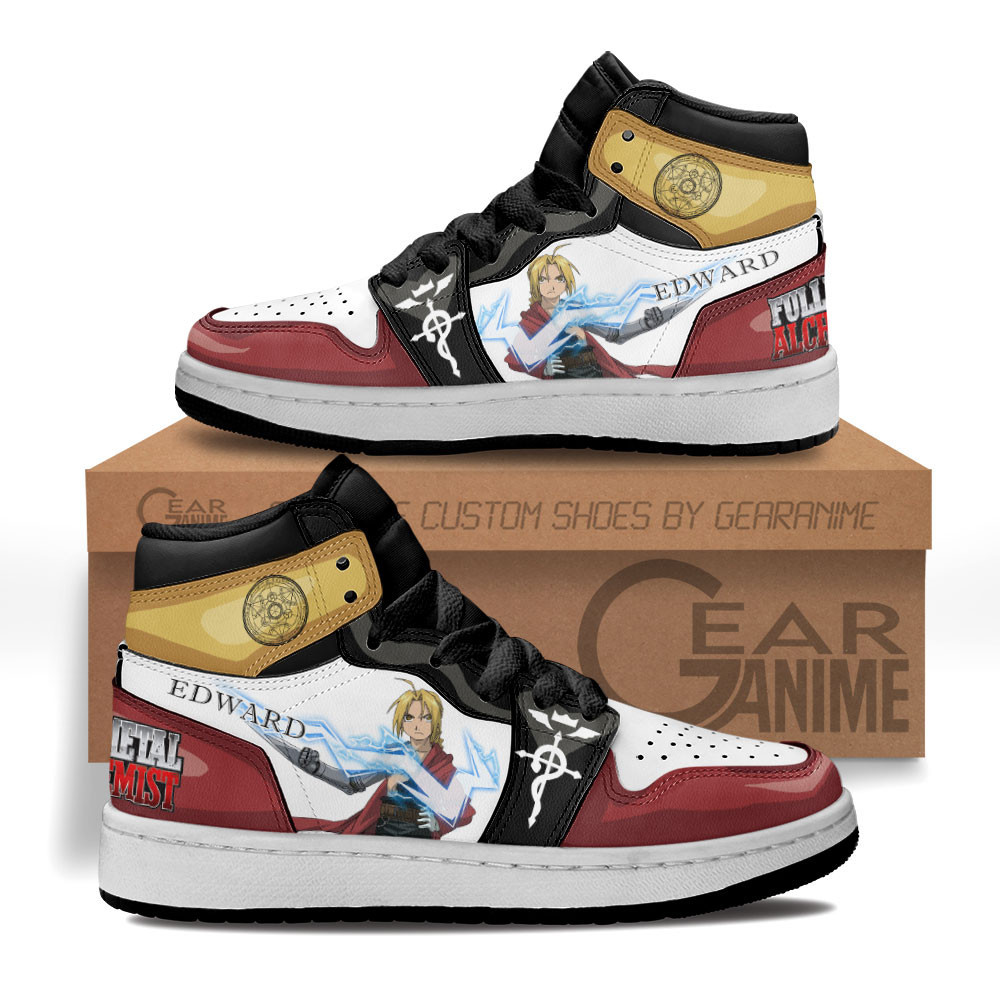Edward Elric Custom Anime Kids High-Top Leather Sneakers