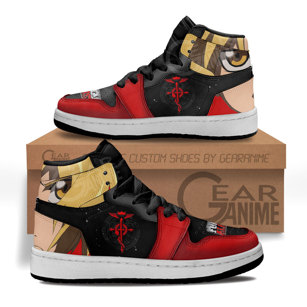 Edward Elric Custom Anime Kids High-Top Leather Sneakers MV1307