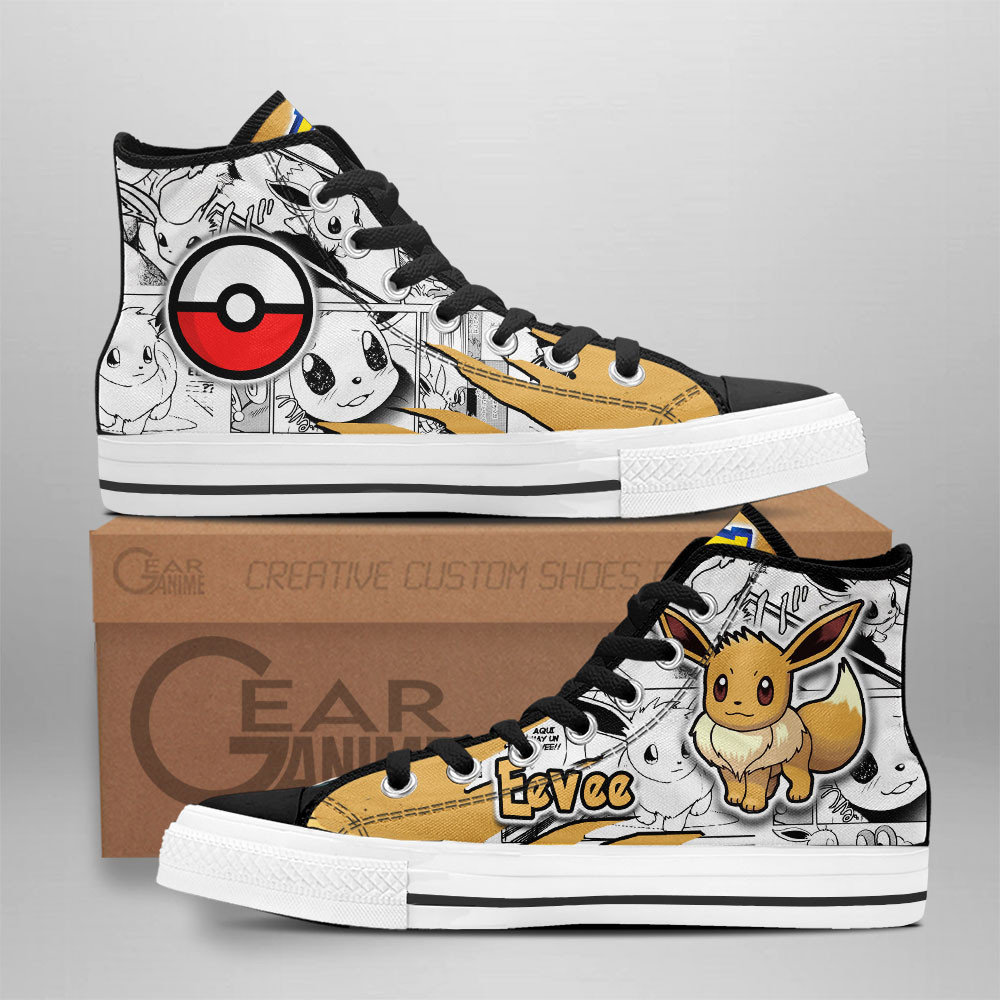 Eevee Custom Anime High-Top Canvas Shoes