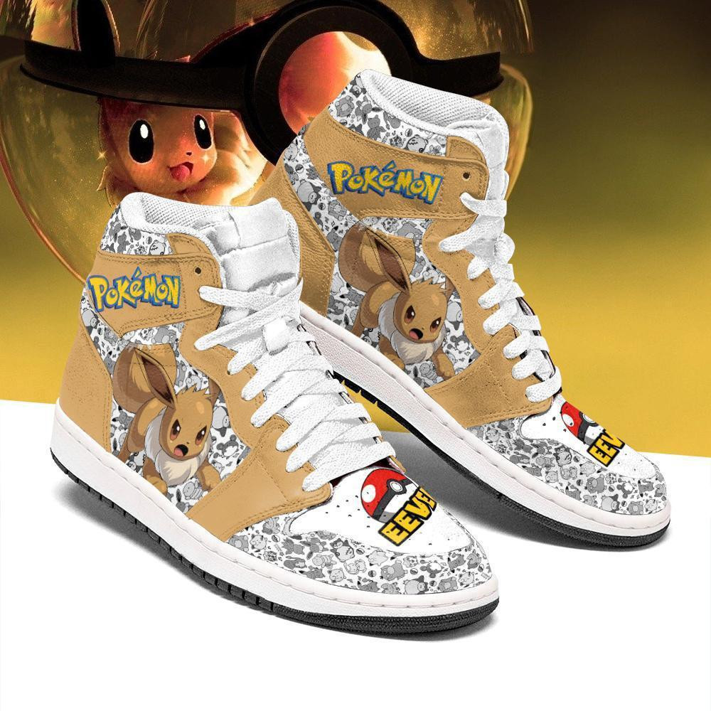 Eevee Custom Anime High-Top Leather Sneakers Fighting Edition