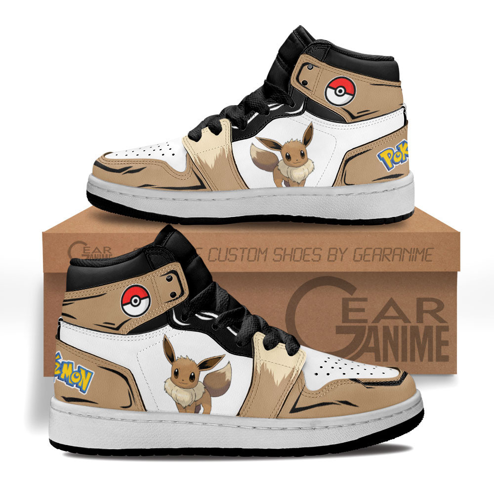 Eevee Custom Anime Kids High-Top Leather Sneakers