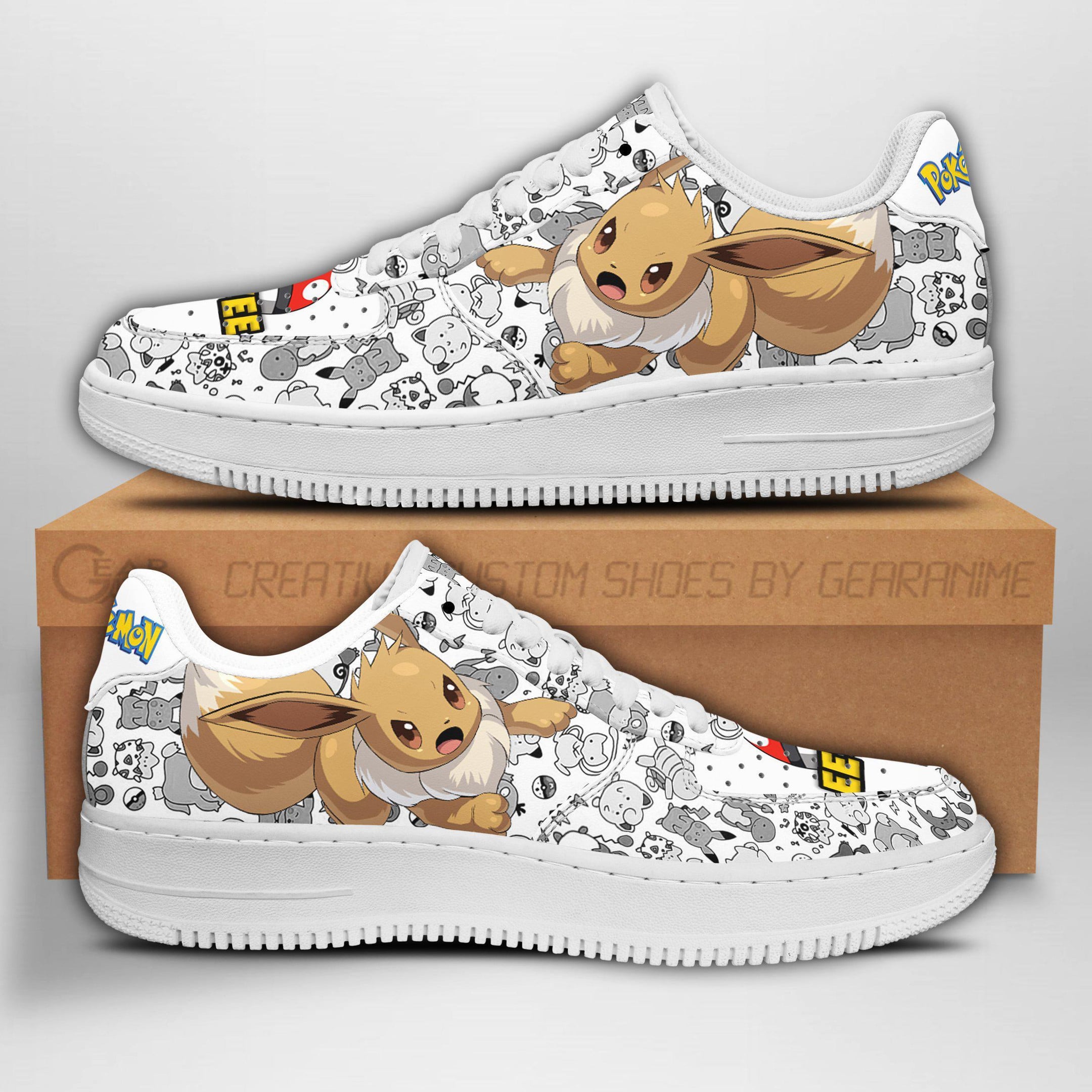 Eevee Custom Anime Low-Top Leather Sneakers
