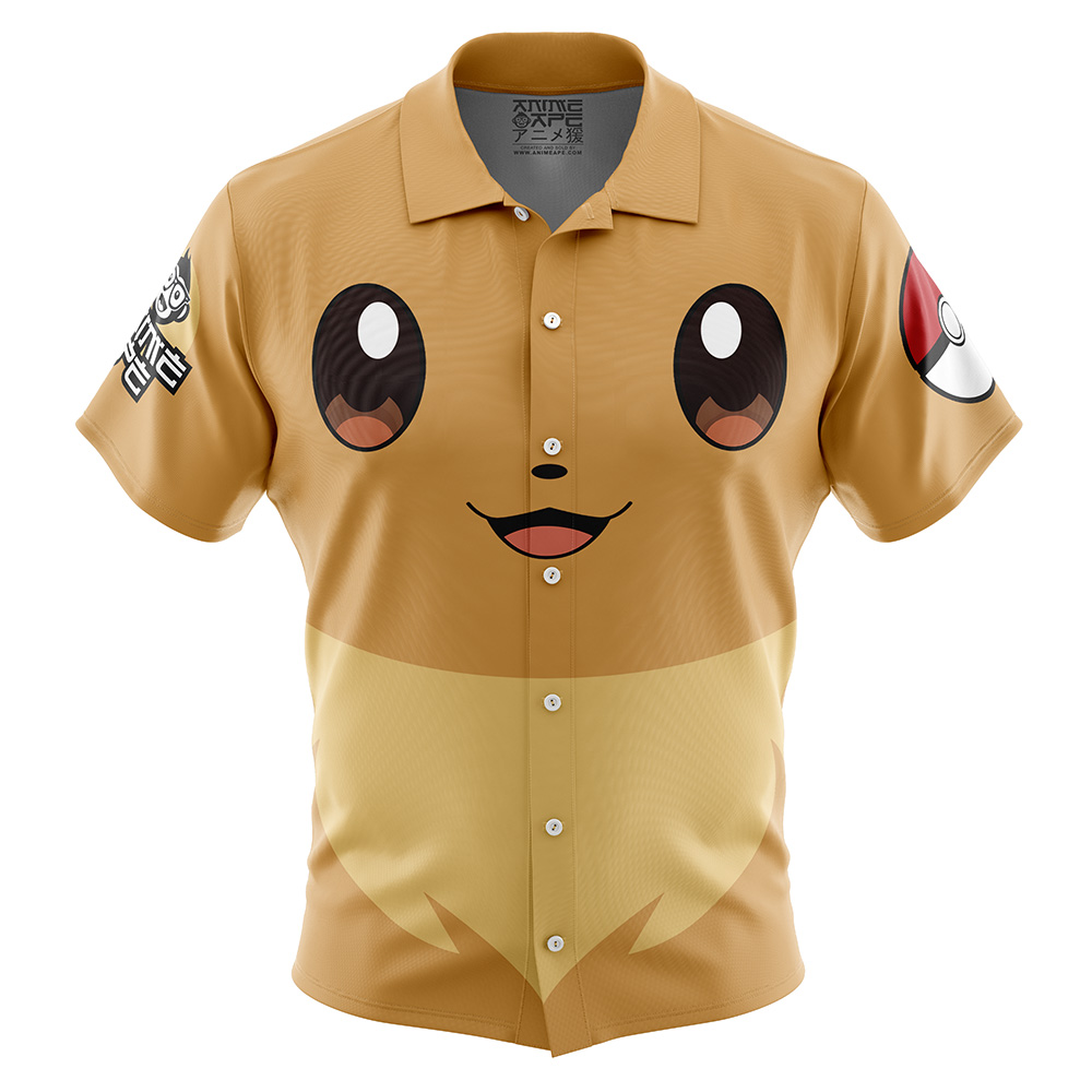 Eevee Face Pokemon Button Up  Hawaiian Shirt