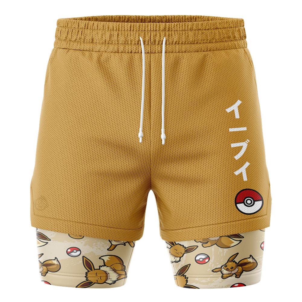Eevee Pattern Pokemon 2-in-1 Performance Shorts