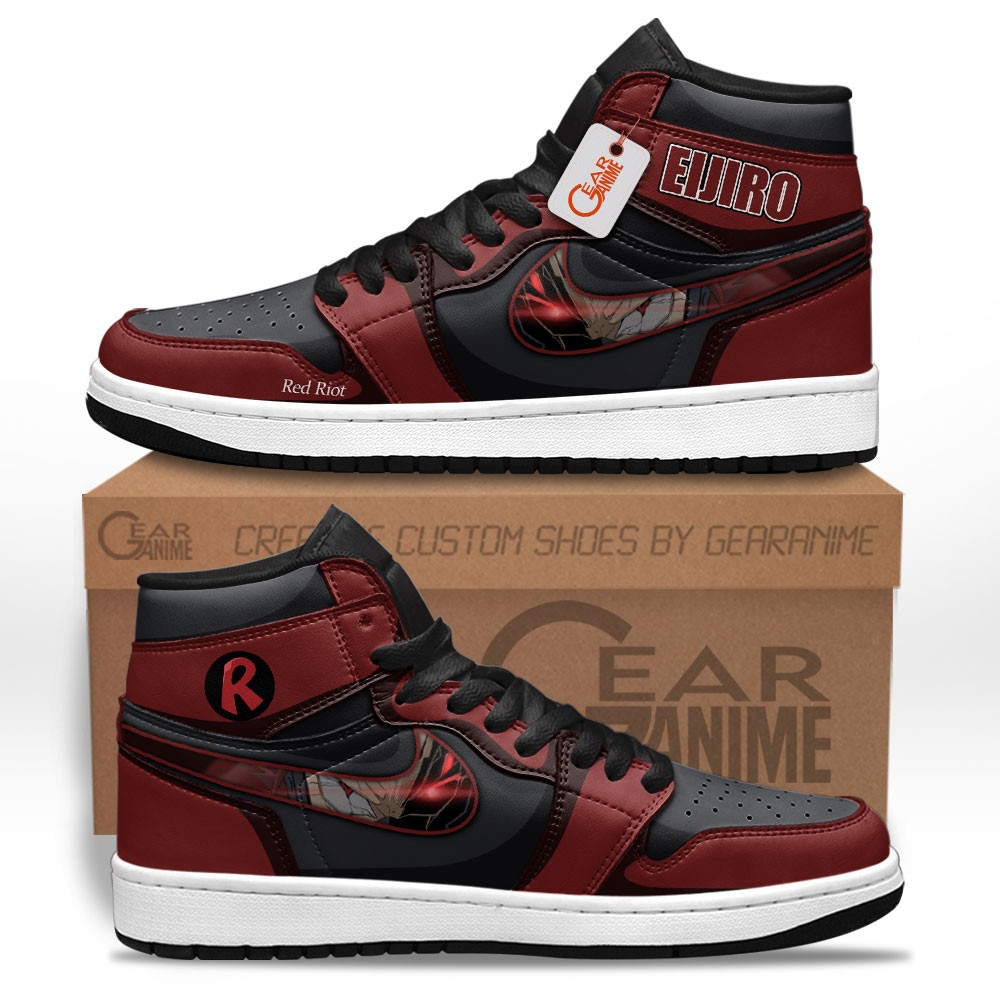 Eijiro Kirishima Red Riot High-Top Leather Sneakers Custom Name