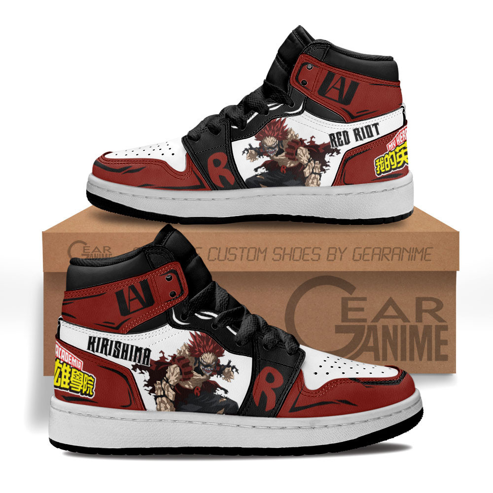 Eijirou Kirishima Custom Anime Kids High-Top Leather Sneakers