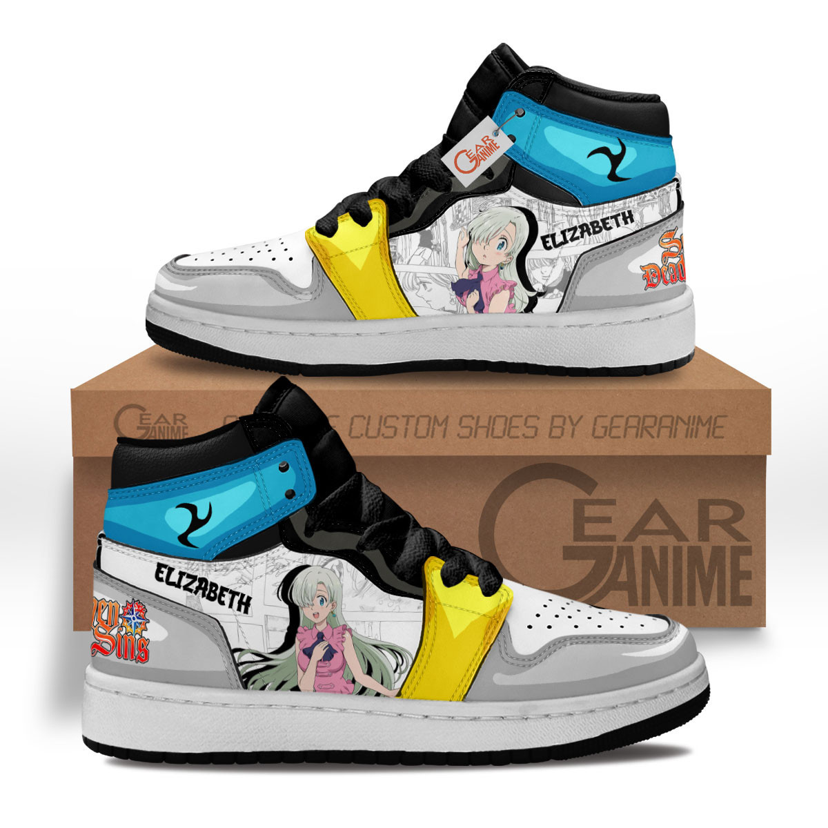 Elizabeth Liones Custom Anime Kids High-Top Leather Sneakers MV1503