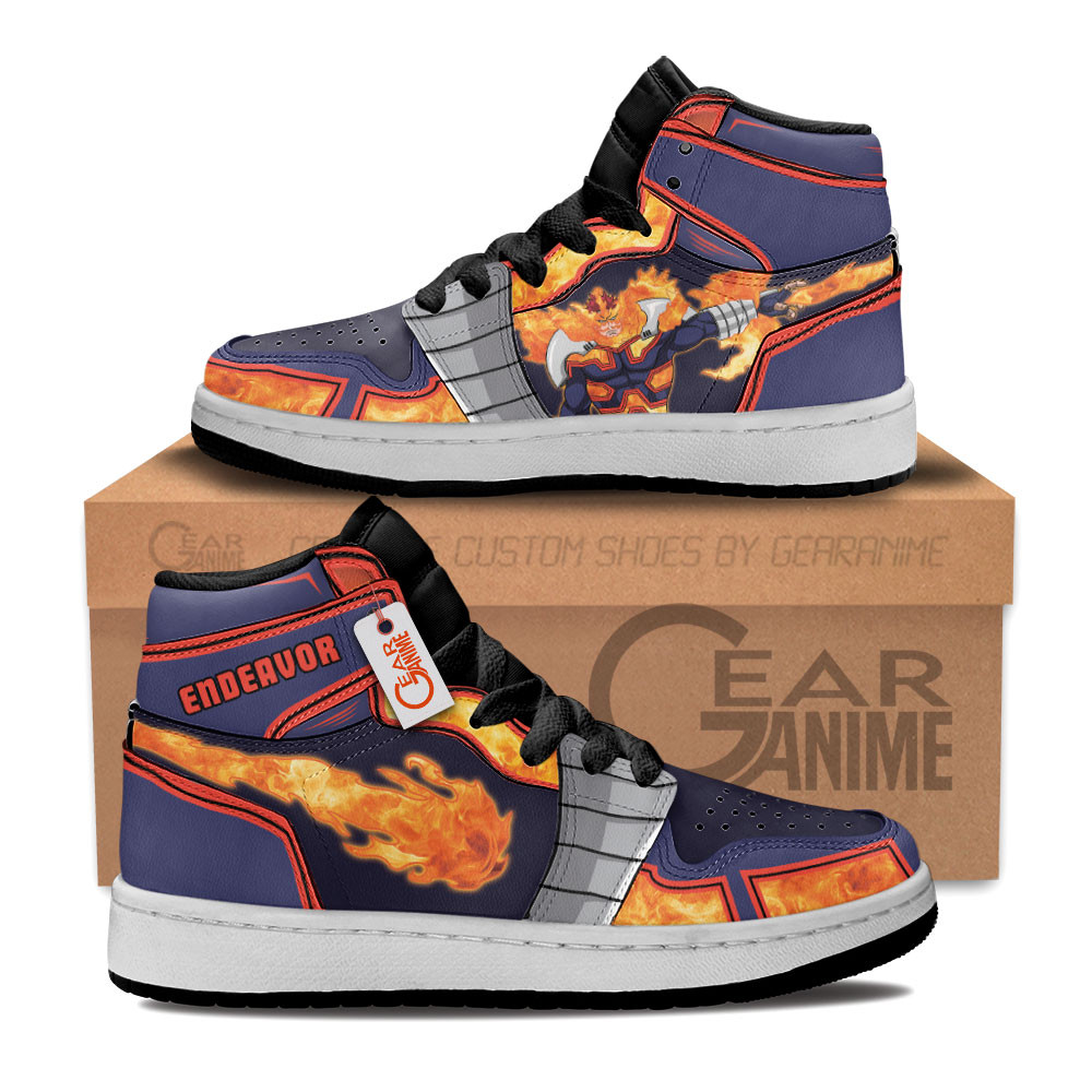 Endeavor Custom Anime Kids High-Top Leather Sneakers Personalized