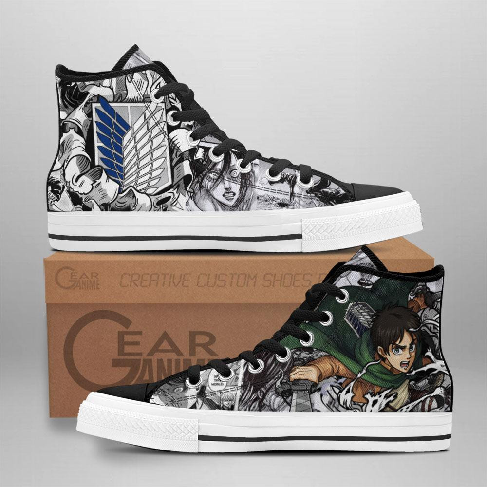 Eren Fighting Custom Anime High-Top Canvas Shoes TT2508