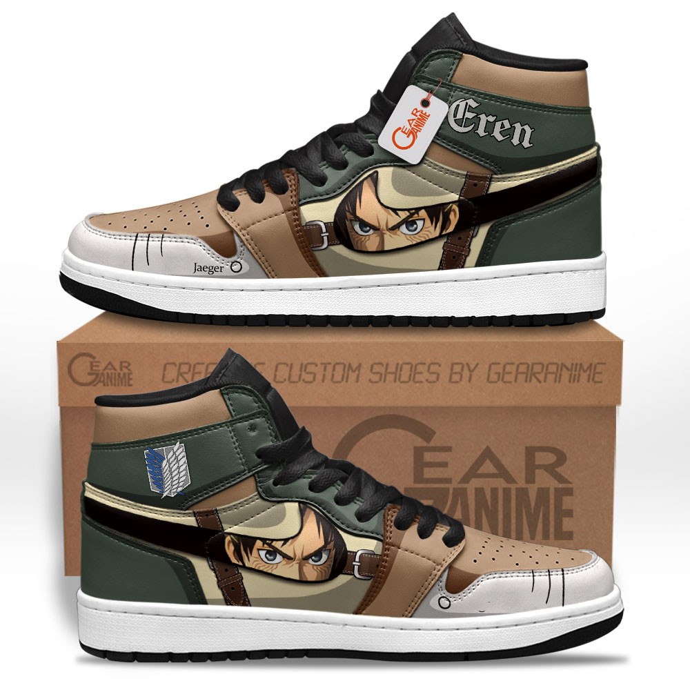 Eren Jaeger High-Top Leather Sneakers Custom Name