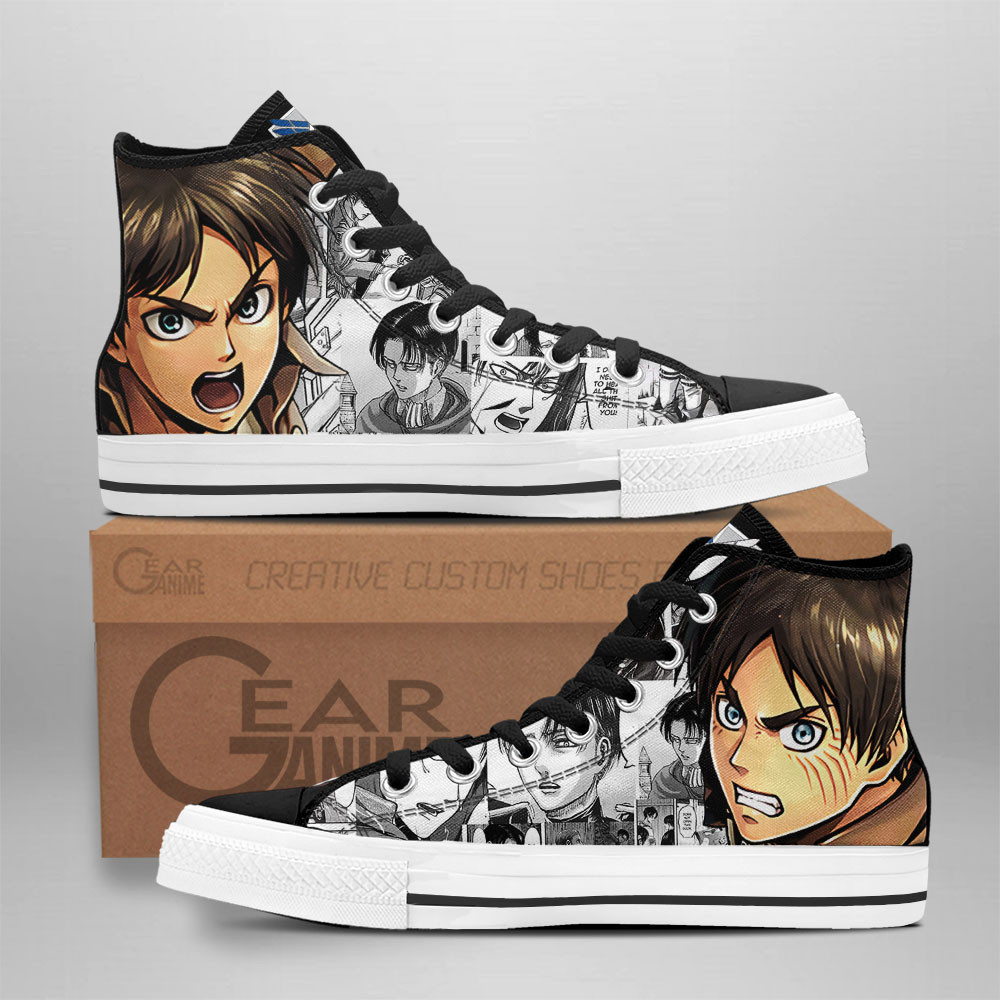 Eren Yeager Custom Anime High-Top Canvas Shoes Shingeki Shoes