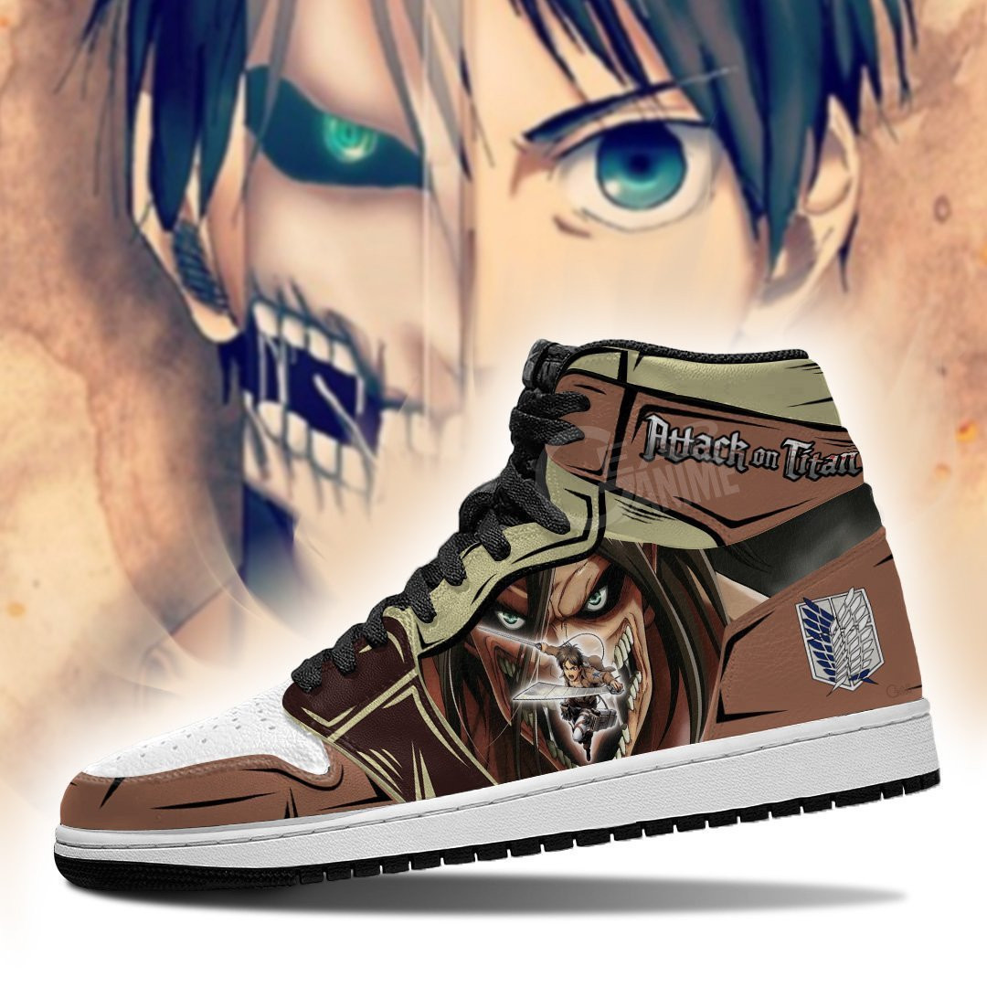 Eren Yeager Custom Anime High-Top Leather Sneakers Mixed Titan Edition