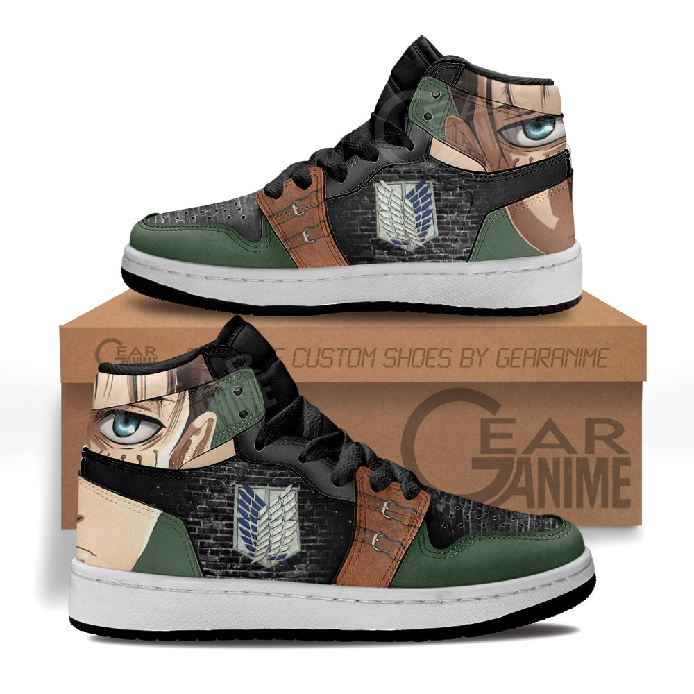 Eren Yeager Custom Anime Kids High-Top Leather Sneakers Shingeki MV1307