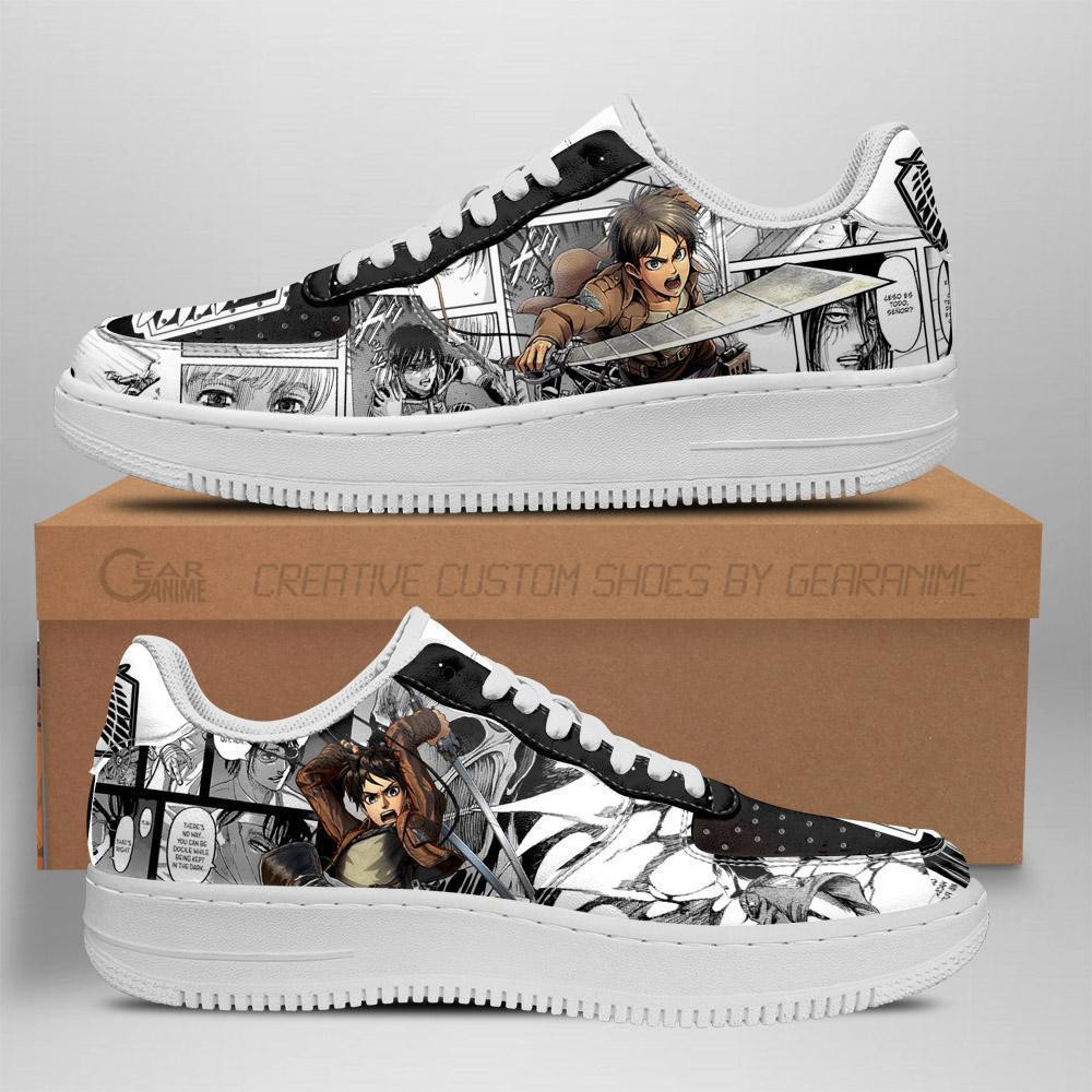 Eren Yeager Custom Anime Low-Top Leather Sneakers