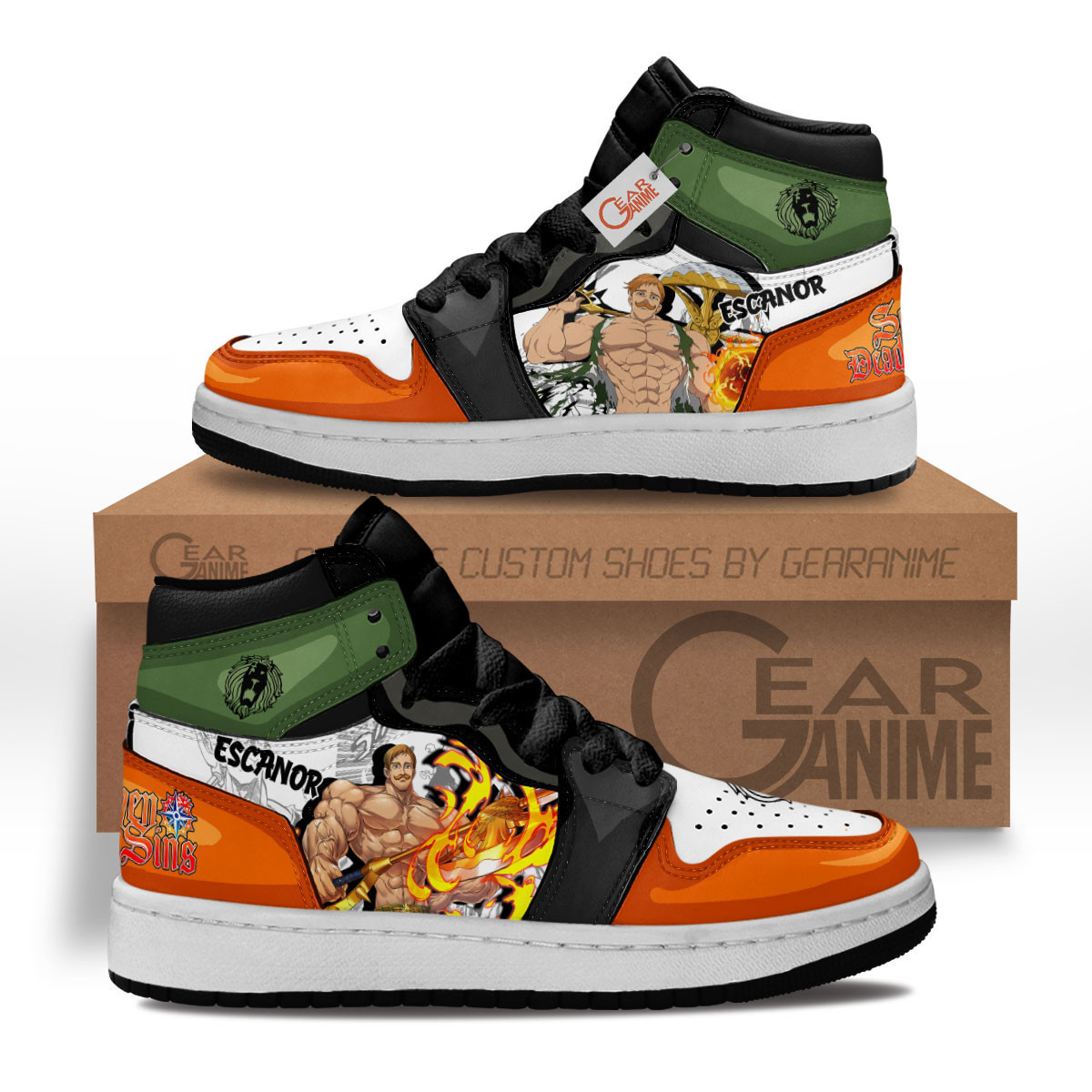 Escanor Custom Anime Kids High-Top Leather Sneakers MV1503