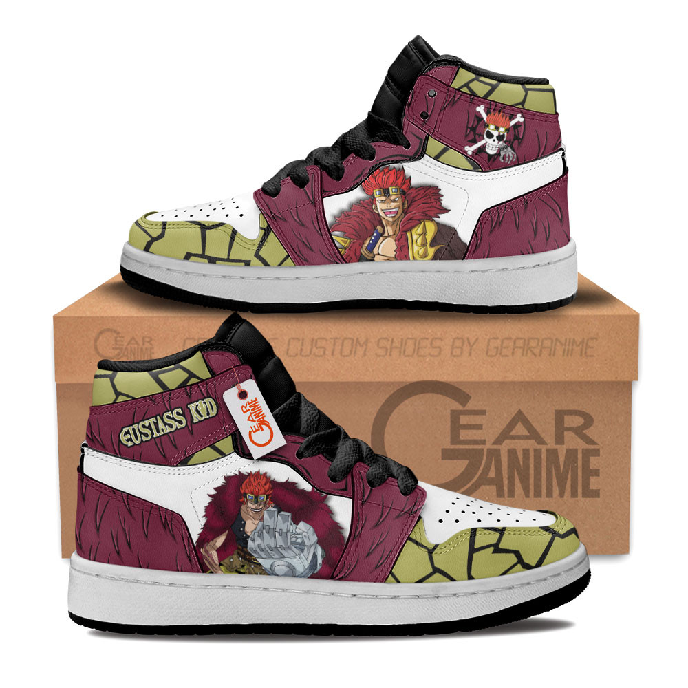 Eustass Kid Custom Anime Kids High-Top Leather Sneakers Personalized