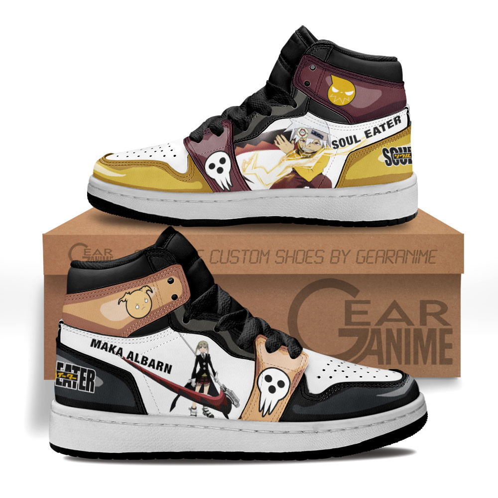 Evans and Maka Albarn Custom Anime Kids High-Top Leather Sneakers