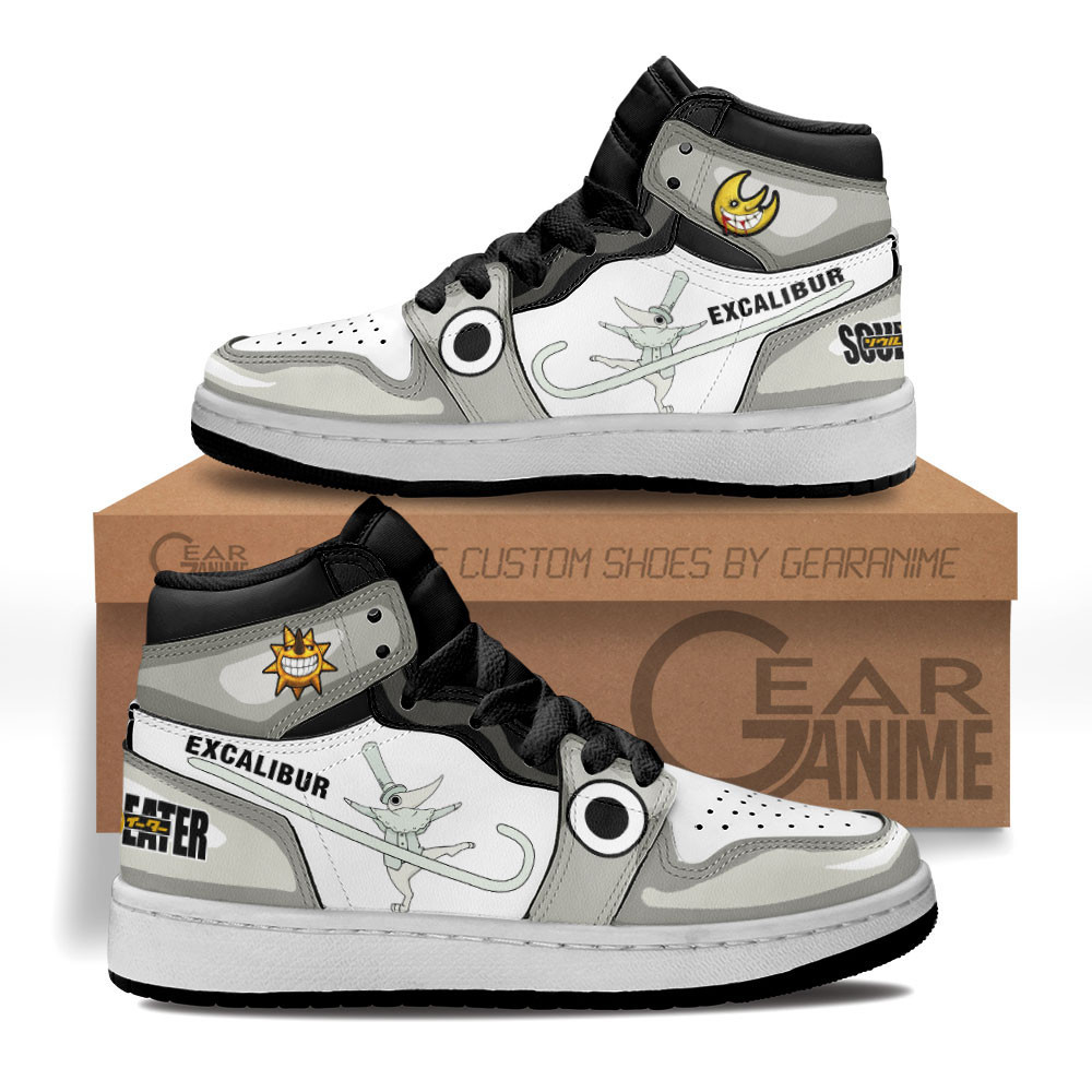 Excalibur Custom Anime Kids High-Top Leather Sneakers