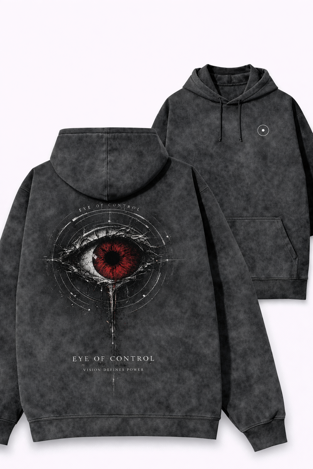 Eye of Control Streetwear T-Shirt & Hoodie – Dark Surveillance Graphic | Acid Wash Unisex