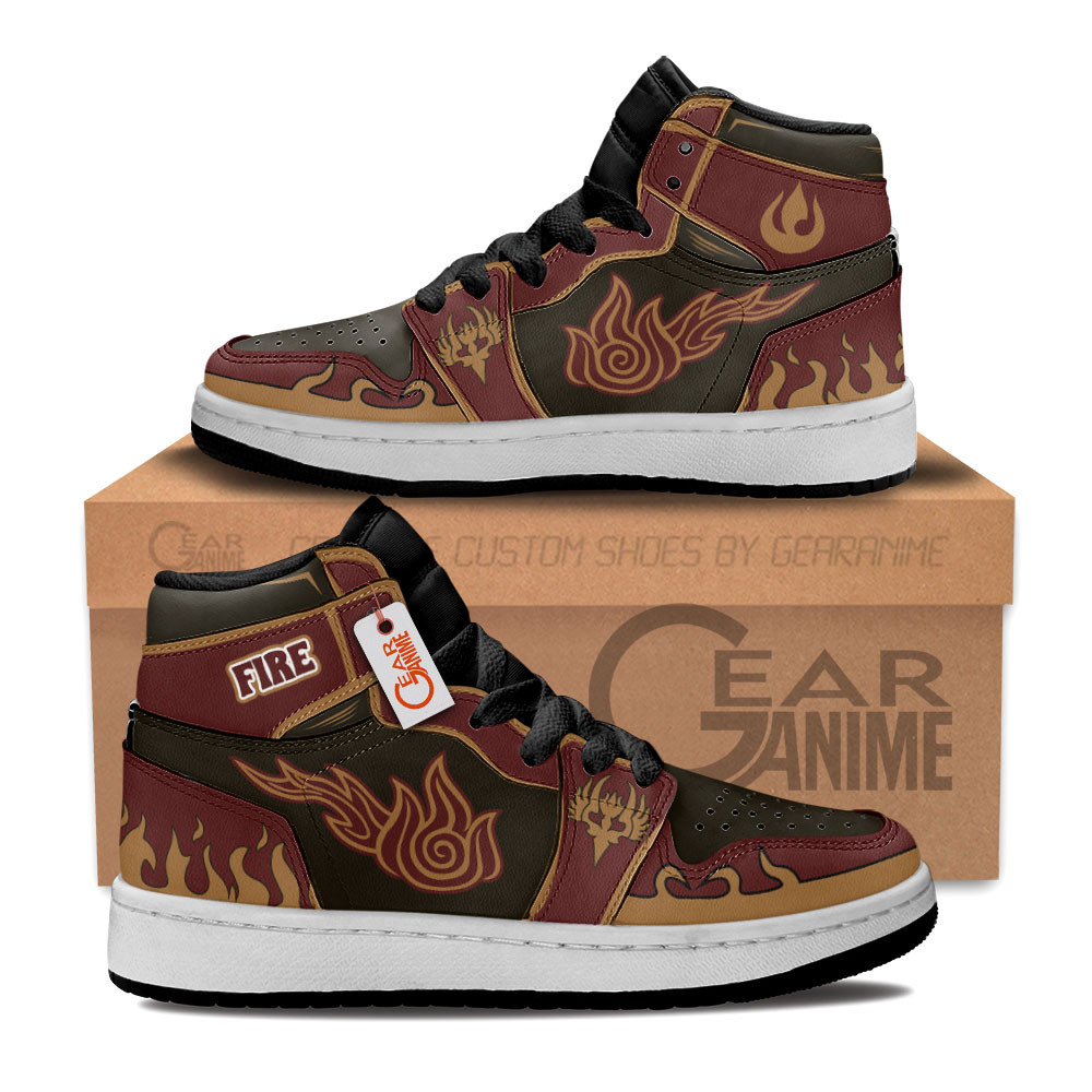Fire Nation Custom Anime Kids High-Top Leather Sneakers