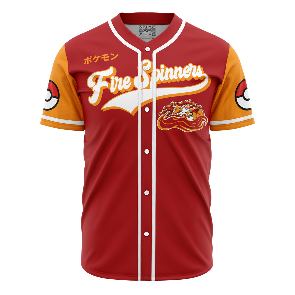 Fire Spinners Fire Type Pokemon Baseball Jersey