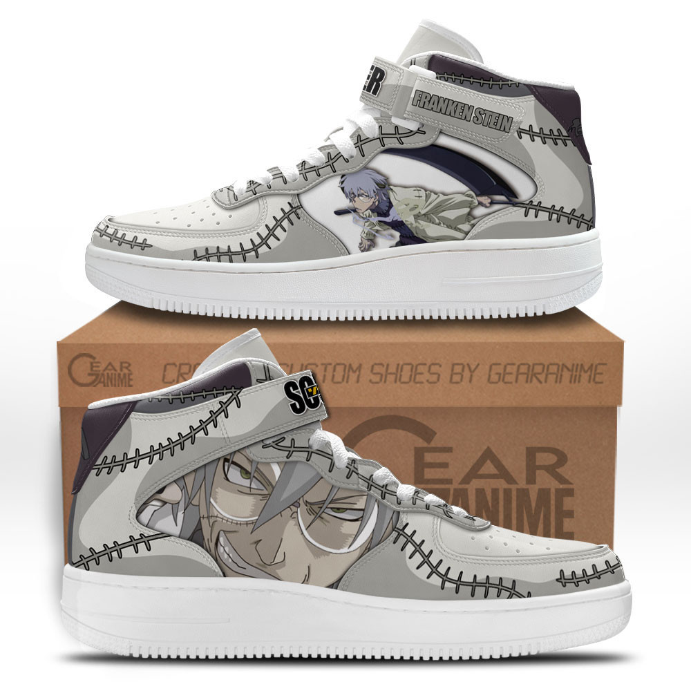 Franken Stein Custom Anime Mid-Top Leather Sneakers