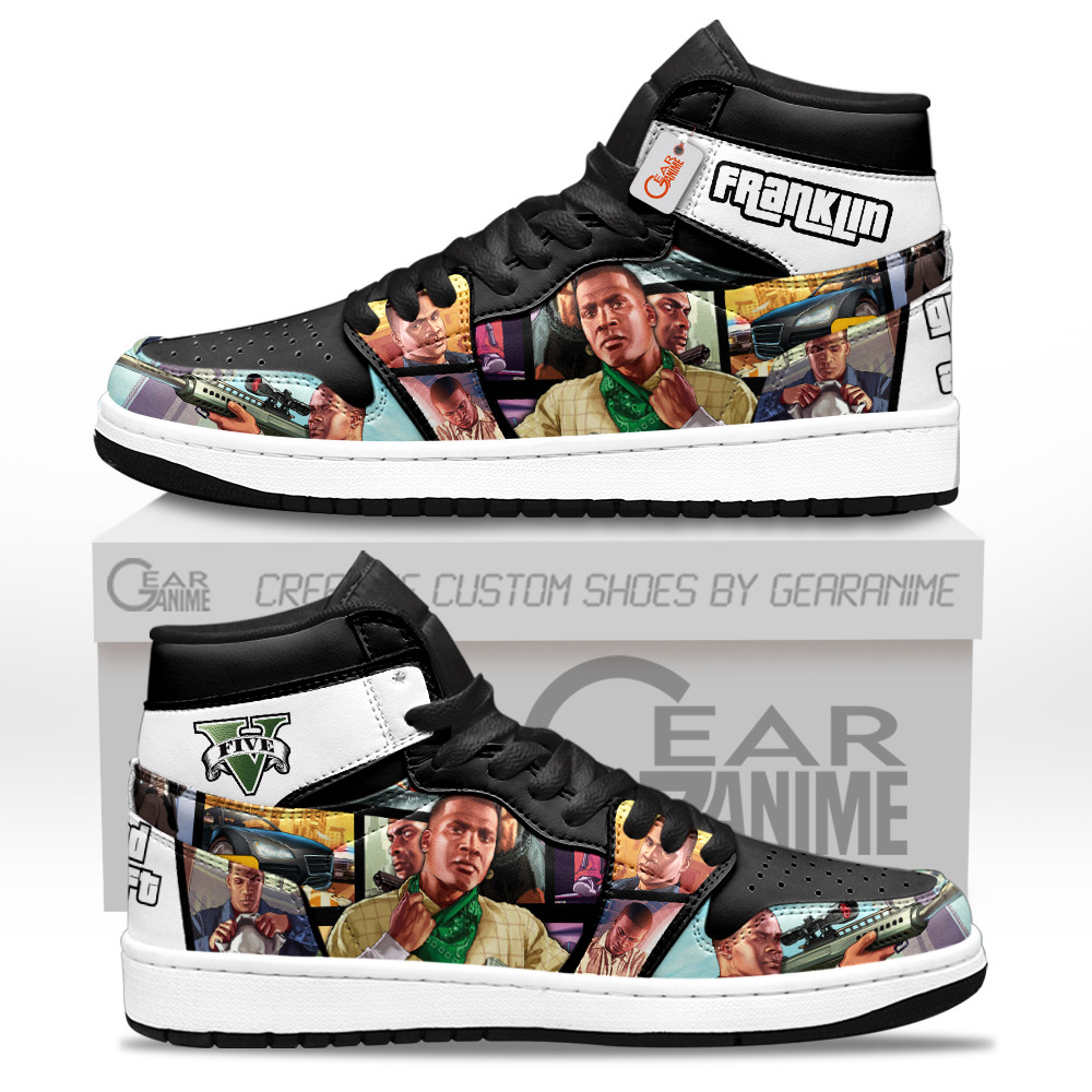 Franklin Clinton Custom Gaming High-Top Leather Sneakers GTA Game Collection Personalized