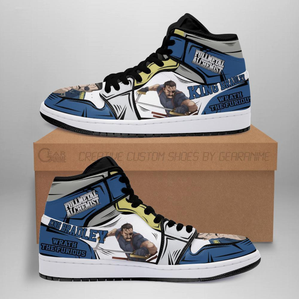 Fuhrer King Bradley Custom Anime High-Top Leather Sneakers Fan