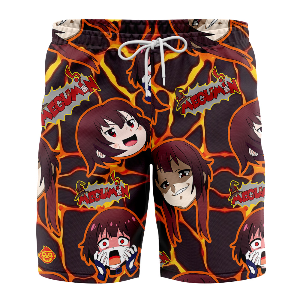 Funny Face Megumin Konosuba Board Shorts Swim Trunks