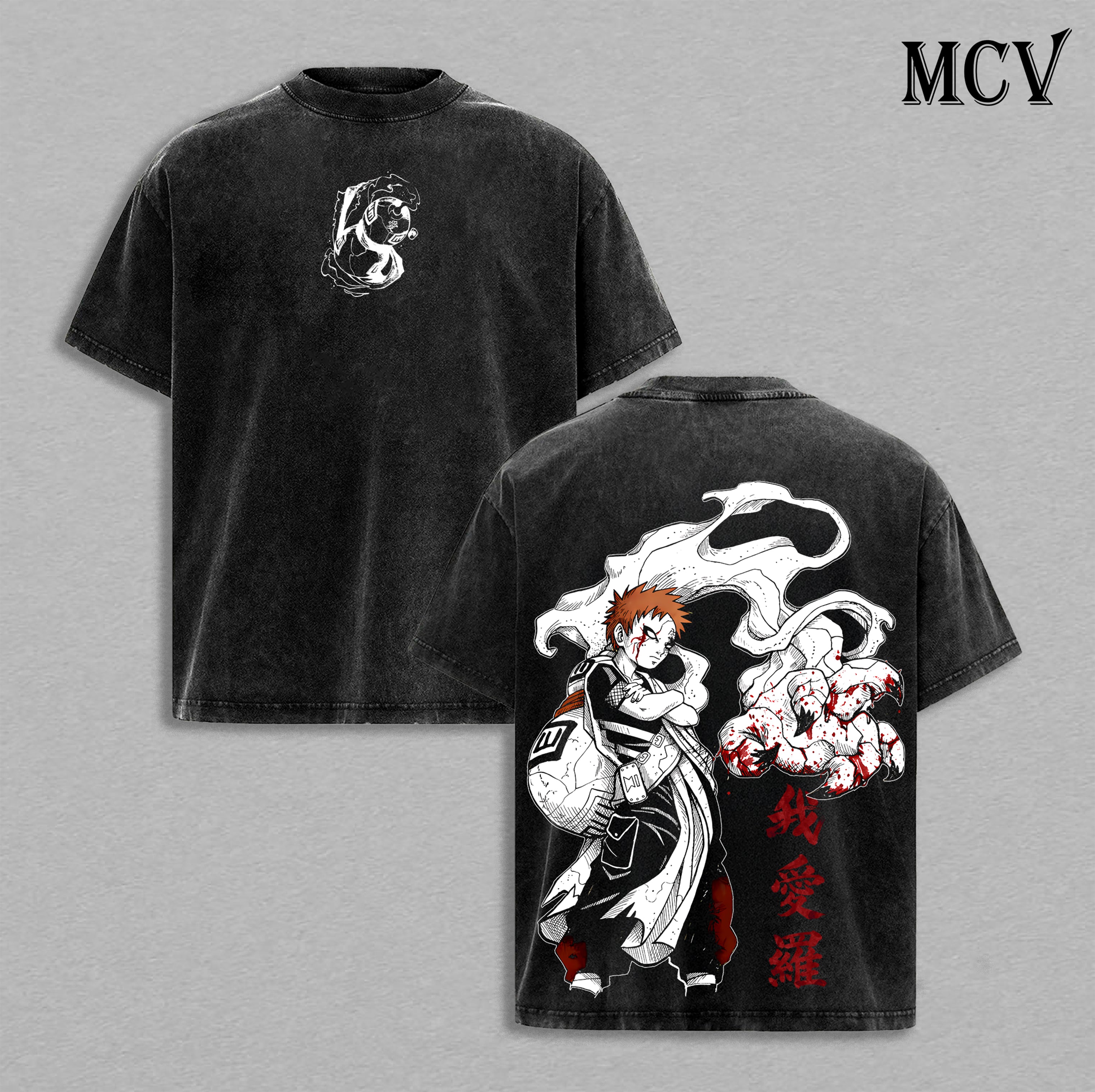 Gaara Ver.2 - Naruto Anime Double Printed Vintage Washed Tee