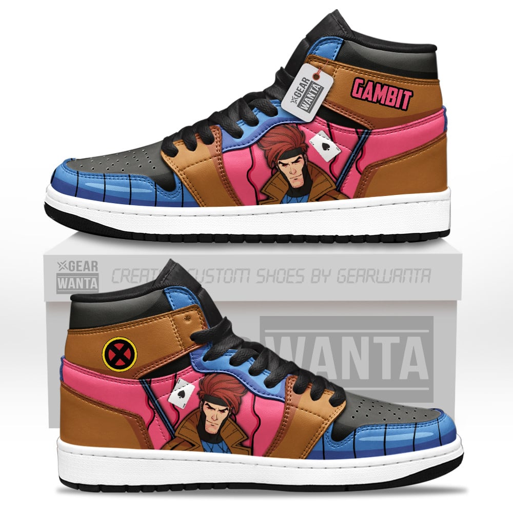Gambit Custom Movie High-Top Leather Sneakers Character Remy LeBeau