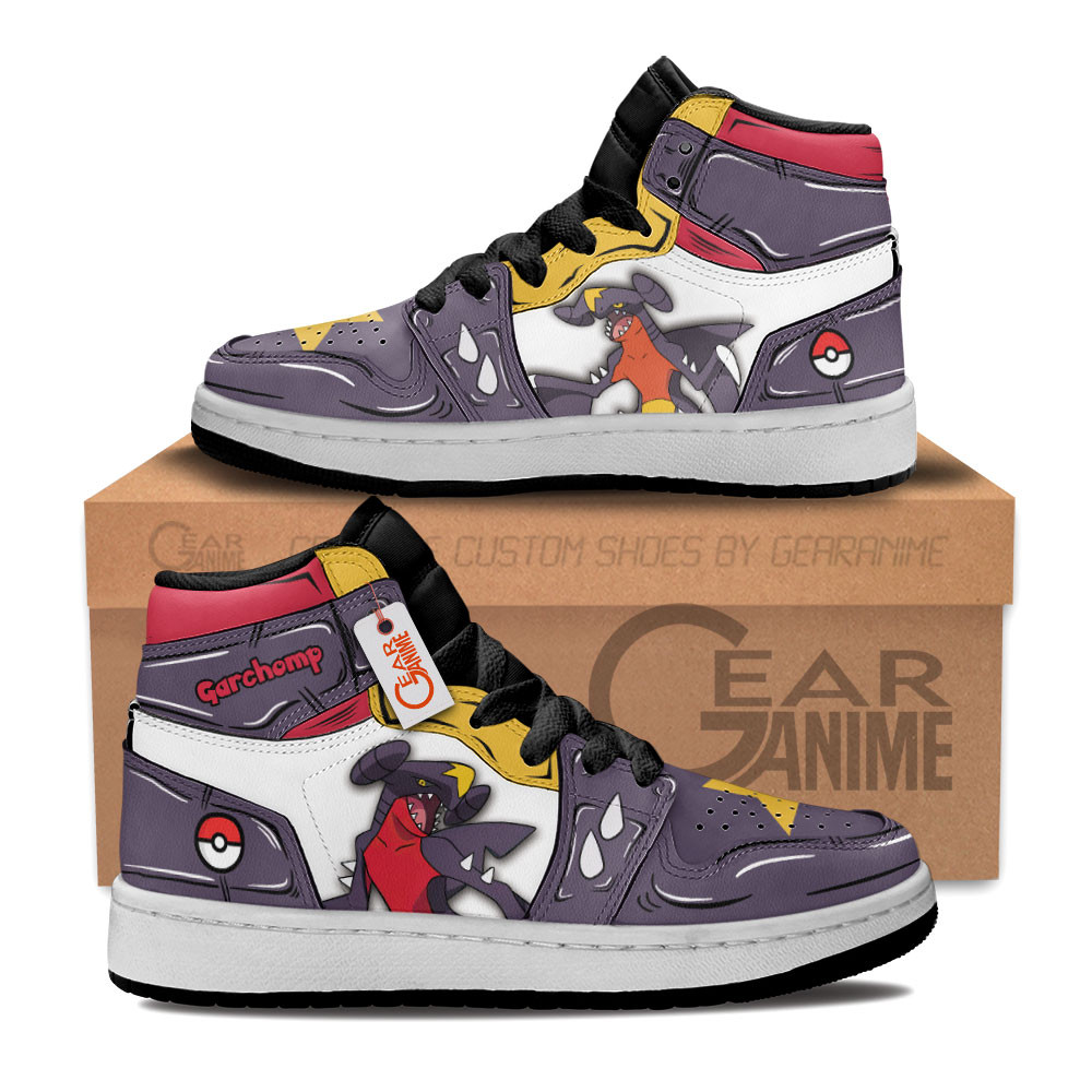 Garchomp Custom Anime Kids High-Top Leather Sneakers Personalized