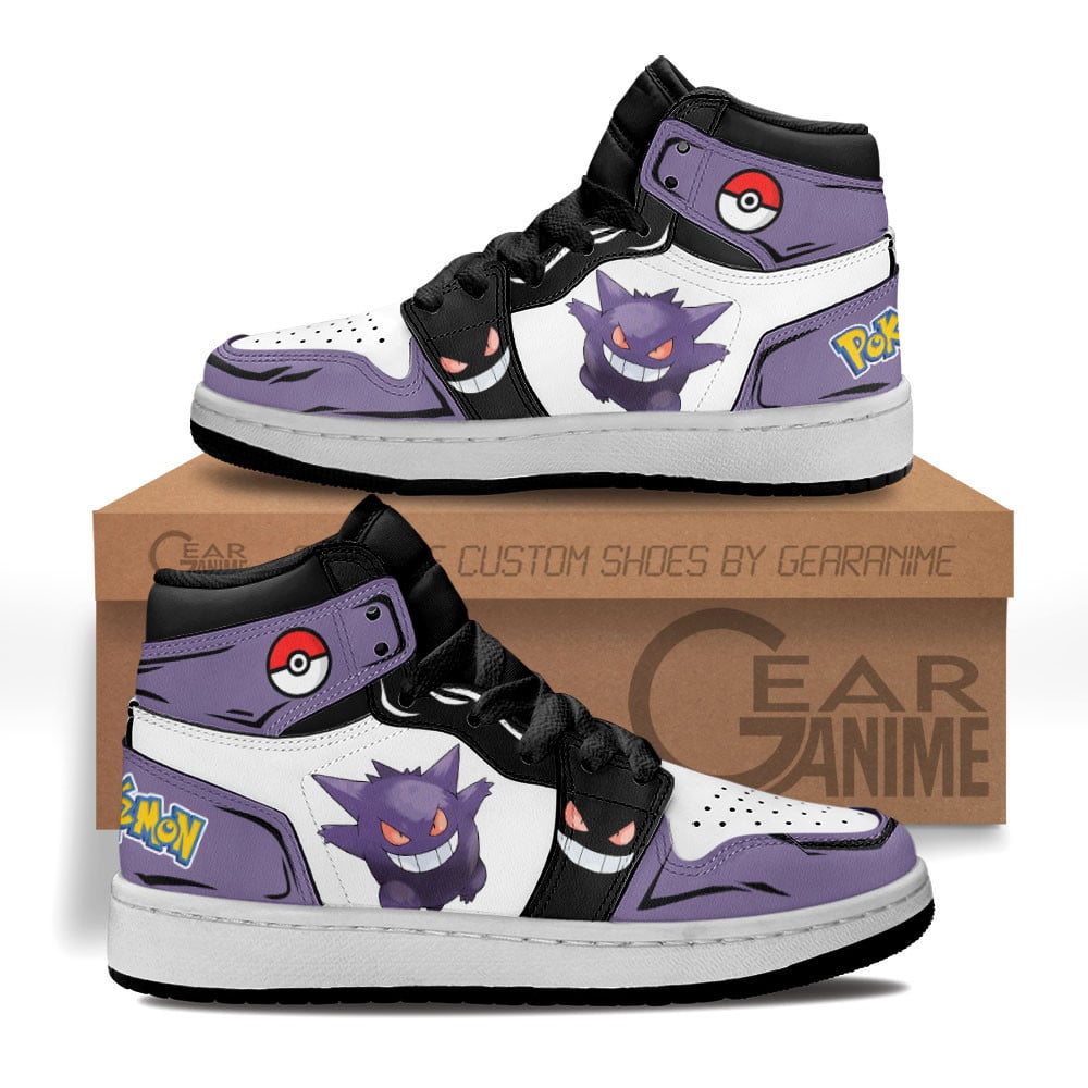 Gengar Custom Anime Kids High-Top Leather Sneakers
