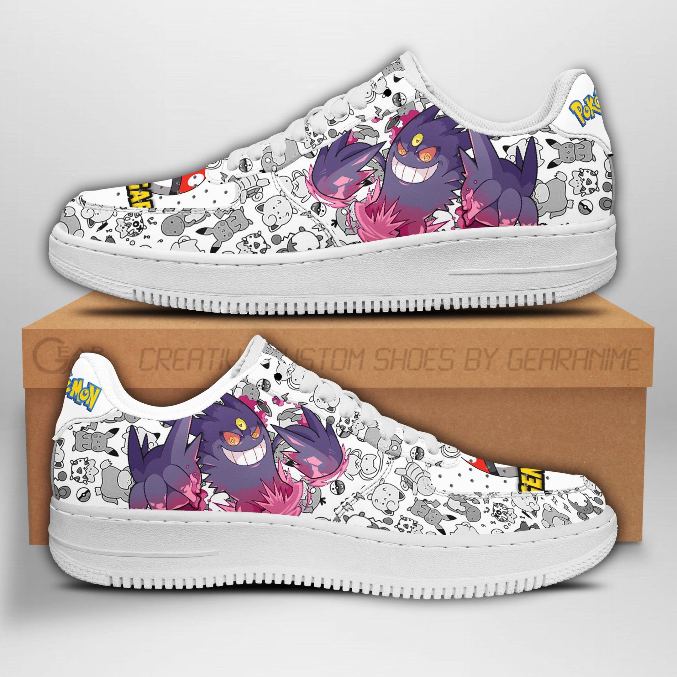 Gengar Custom Anime Low-Top Leather Sneakers