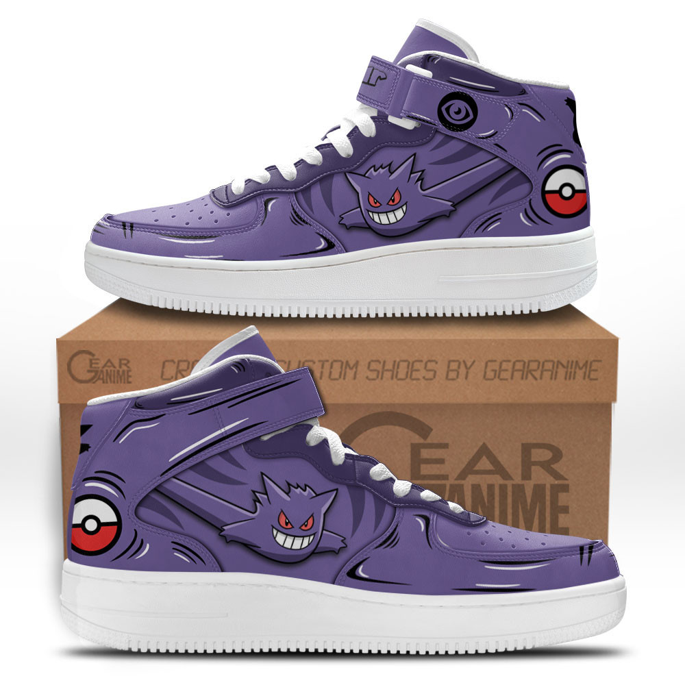 Gengar Custom Anime Mid-Top Leather Sneakers