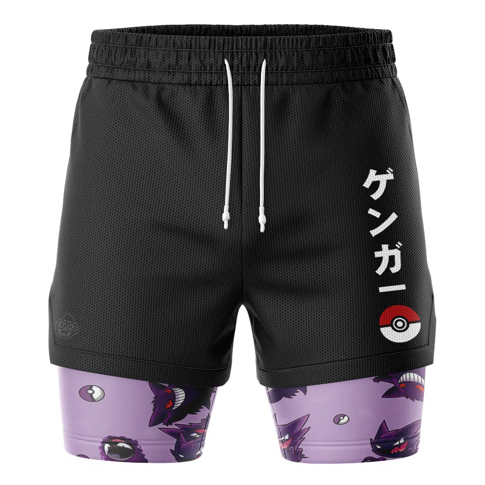 Gengar Pattern Pokemon 2-in-1 Performance Shorts