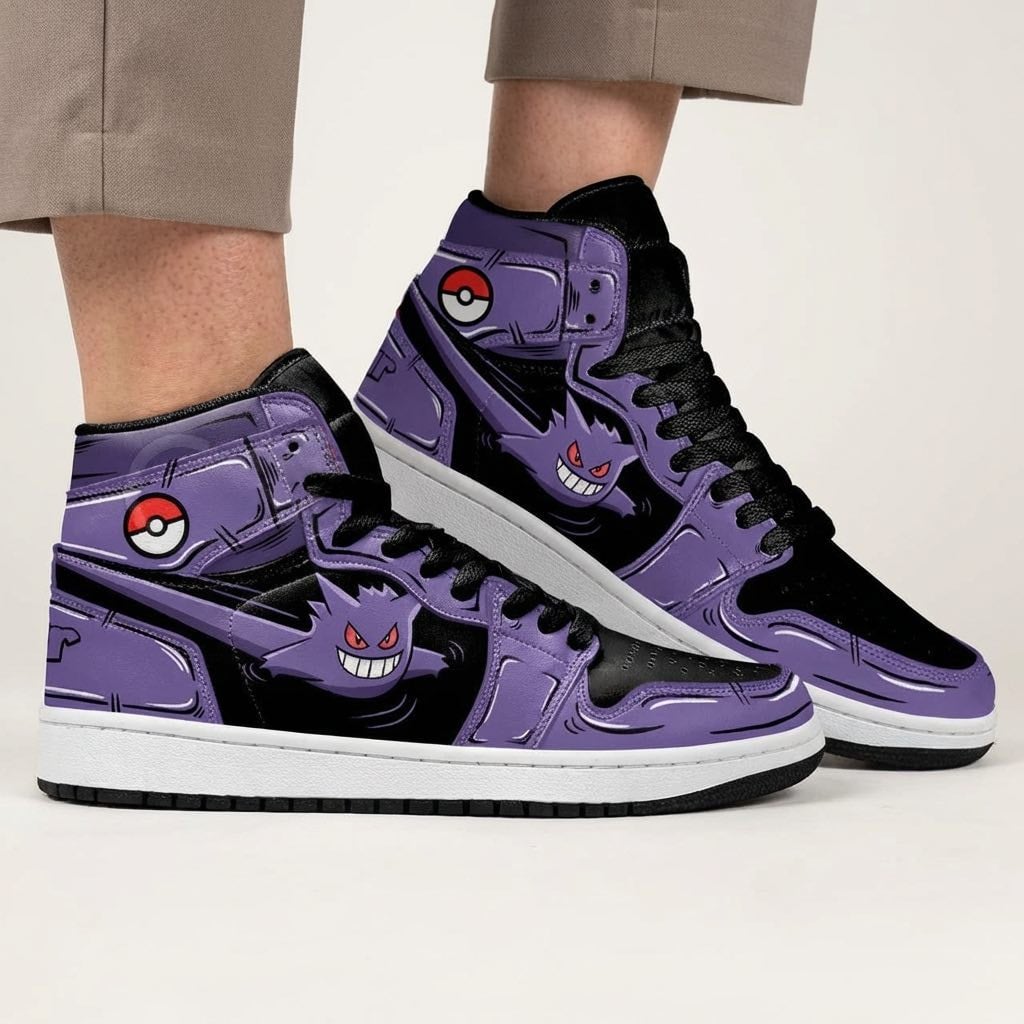 Gengar Purple Custom Anime High-Top Leather Sneakers