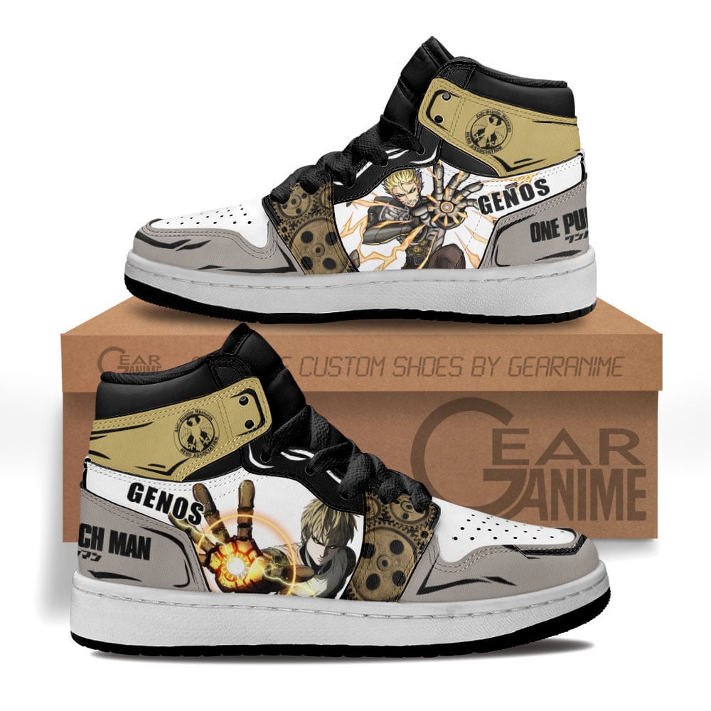 Genos Custom Anime Kids High-Top Leather Sneakers