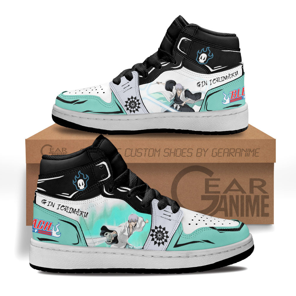 Gin Ichimaru Custom Anime Kids High-Top Leather Sneakers