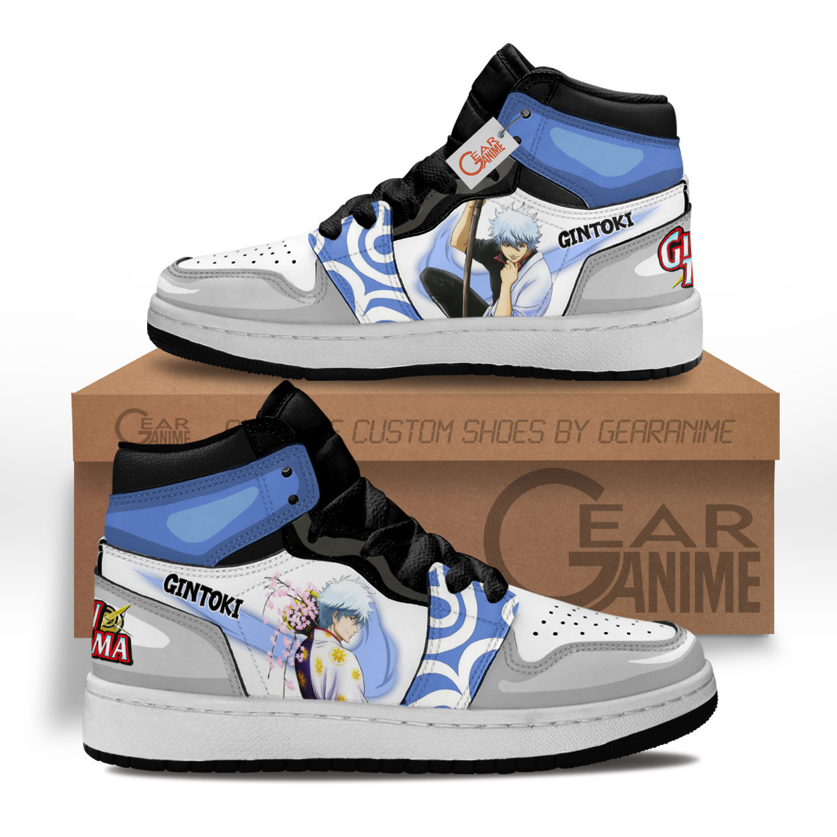 Gintoki Sakata Custom Anime Kids High-Top Leather Sneakers MV1302