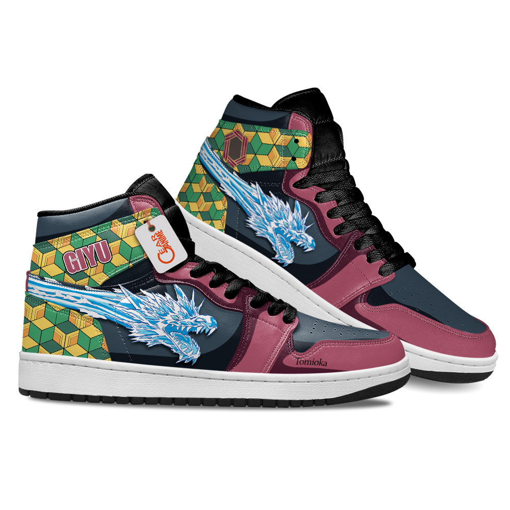 Giyu Tomioka Custom Anime High-Top Leather Sneakers Water Breathing Dragon