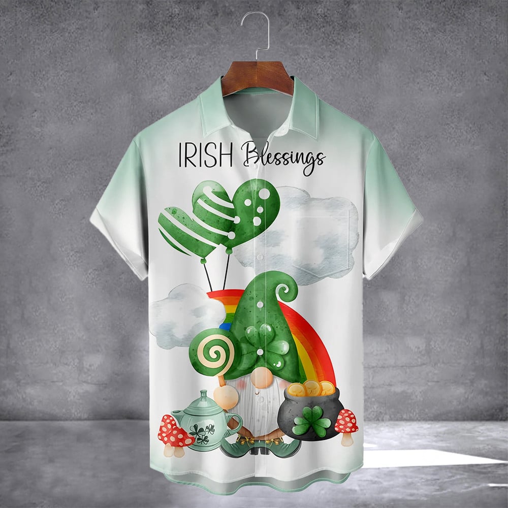 Gnome Irish Blessings Hawaiian Shirt With Pocket Happy St. Patrick's Day Shirt Gift For Him