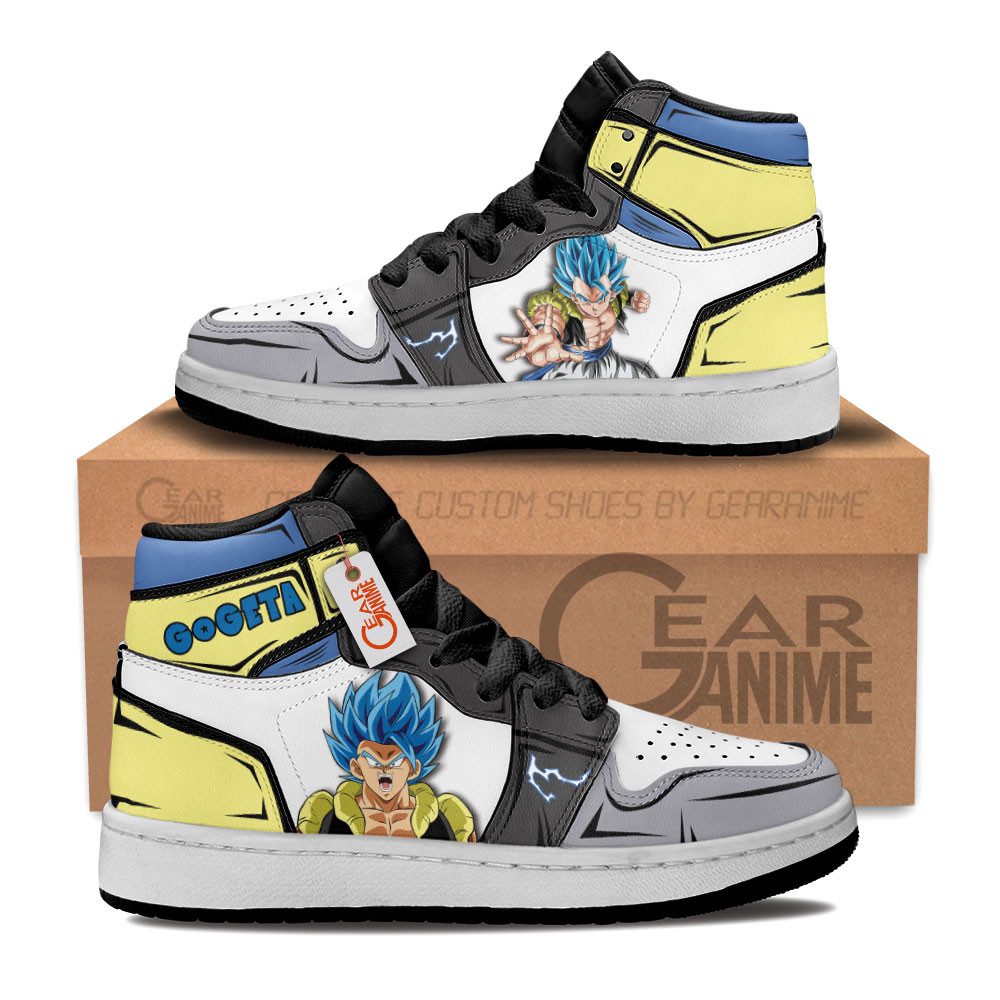 Gogeta Custom Anime Kids High-Top Leather Sneakers Personalized
